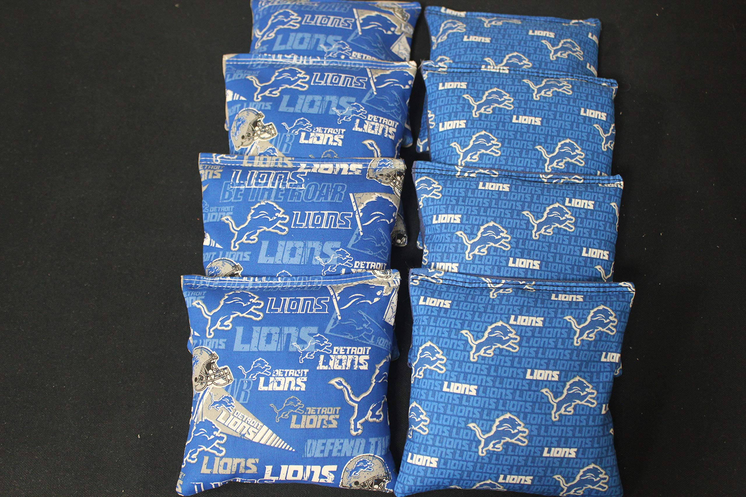 BackYardGamesUSA Detroit Football Cornhole BEANBAGS Set of 8 Regulation Game Toss Cornhole Bags