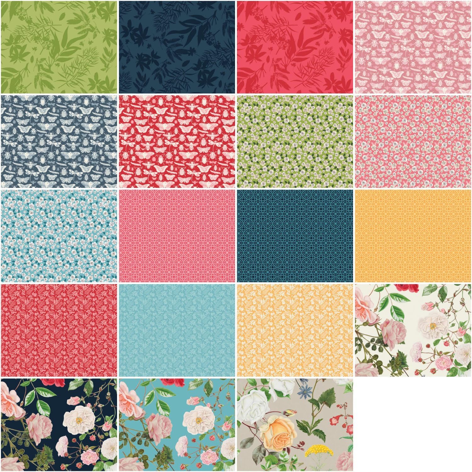 Floral Gardens The Royal Horticultural Society 19 Fat Quarters Riley Blake Designs FQ-14360-19