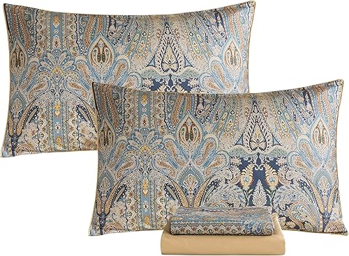 Vista 75 de SOFTTA - 1 funda nórdica + 2 fundas de almohada Paisley Modern Juego de cama 100% algodón egipcio