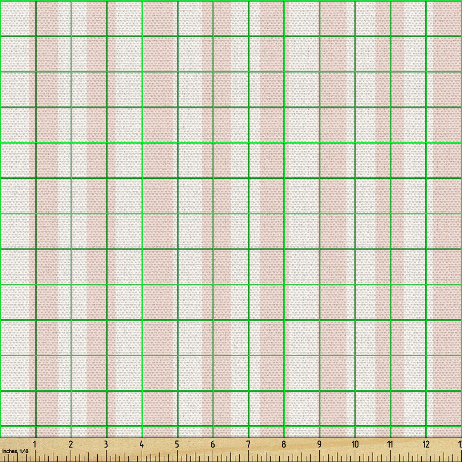 Lunarable Striped Fabric by The Yard, Vintage Inspirations Geometric Arrangement Grunge Line Pattern Monochrome Ornate, Decorative Fabric for Upholstery and Home Accents, 2 Yards, White Blush