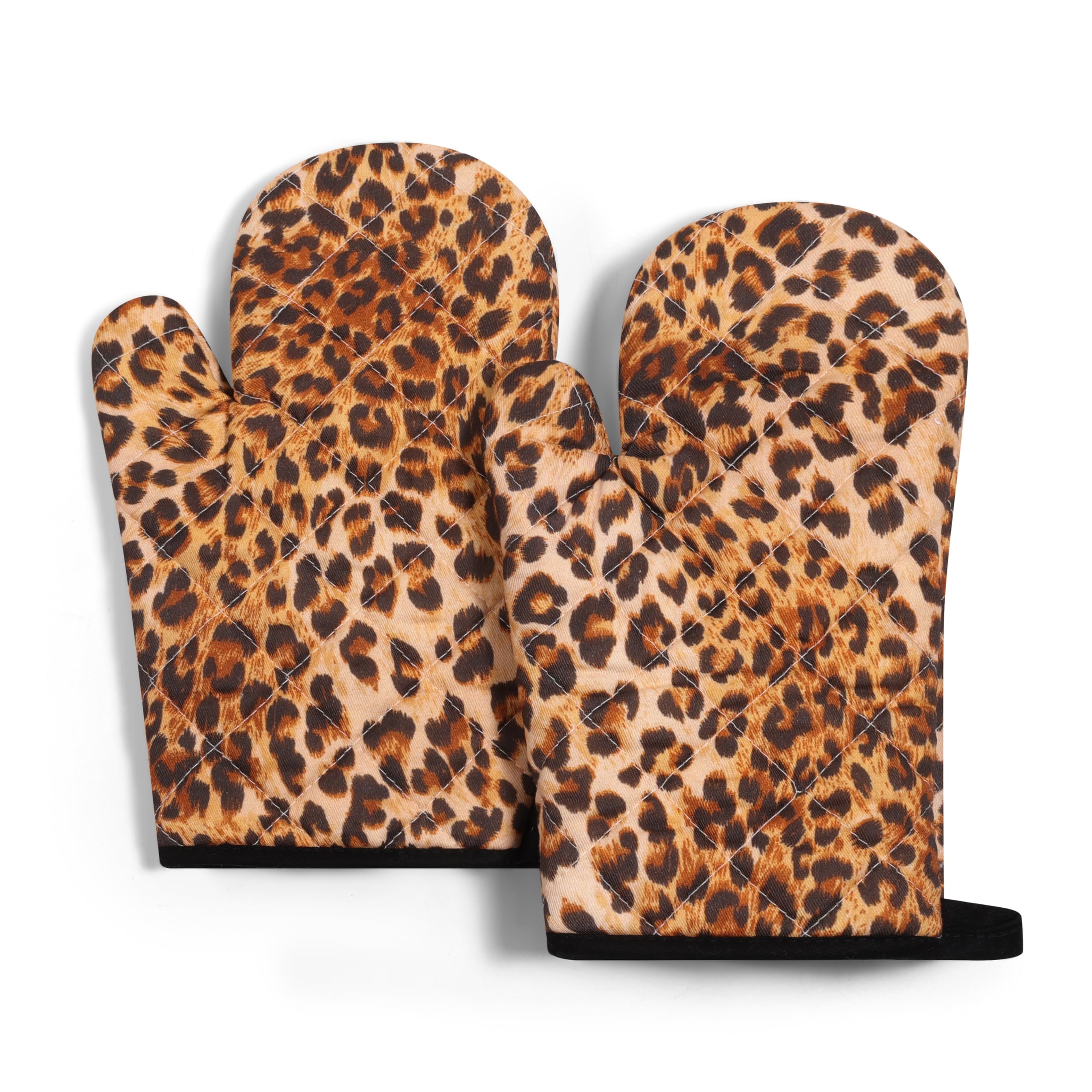 Gant de cuisine léopard lot de 2 maniques 100% coton résistants à la chaleur pour barbecue