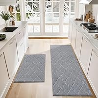 Vista 64 de COSY HOMEER Alfombras suaves de cocina [2 piezas] para el frente del fregadero alfombras de piso de cocina súper absorbentes y tapetes 20 x 30