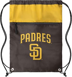 FOCO MLB Officially Licensed Unisex Team Color Baseball Primary Logo Wordmark Drawstring Backpack With Zippered Pocket - San Diego Padres