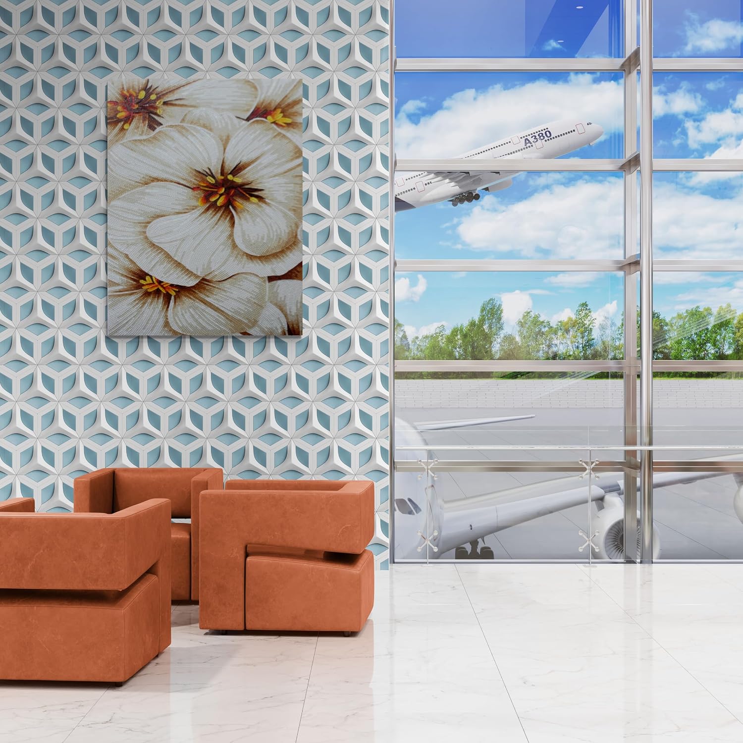 Sharon's Delight Glass Mosaic Wall Art, Handmade Floral Tile Mosaic Mural, Hand-Cut Glass Tile Artwork for Interior Wall Décor