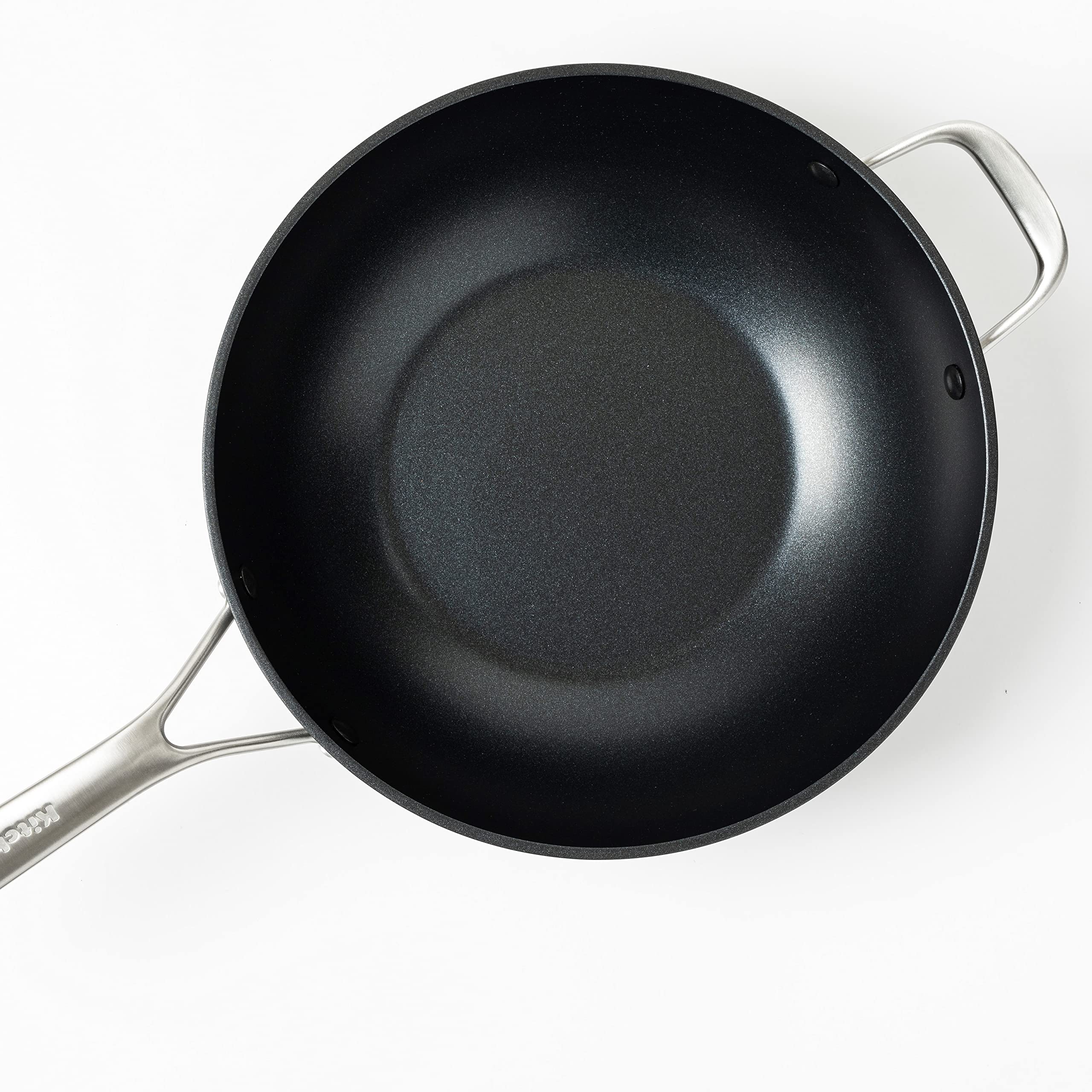 KitchenAid Forged Hardened Aluminium Padella Wok Antiaderente in Alluminio Forgiato Indurito, Adatto a Tutti i Tipi di Fornelli, Induzione, Forno e Lavastoviglie, 30 cm/5 litri, Nero