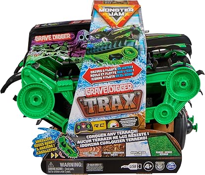 Monster Jam, Official Grave Digger Trax All-Terrain Remote Control Outdoor Vehicle, 1:15 Scale, Kids Toys for Boys and Girls Ages 4-6+