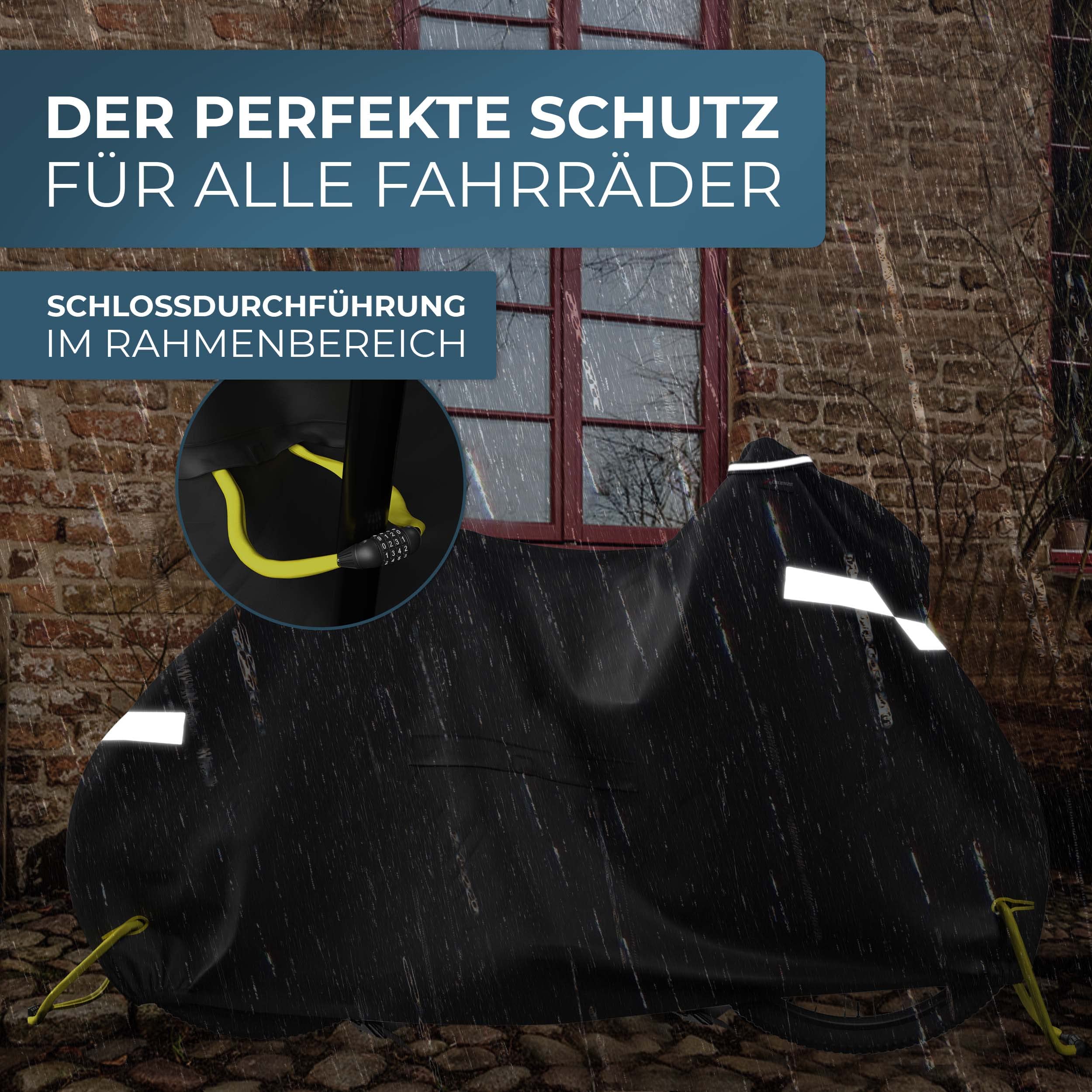 Xcelenze - Fahrradabdeckung 100% wasserdicht (XL – Erwachsenen Rad) | wasserdicht mit Reflektoren - Reissfest & UV-Schutz Fahrradgarage Fahrradschutzhülle Fahrradträger Fahrradplane