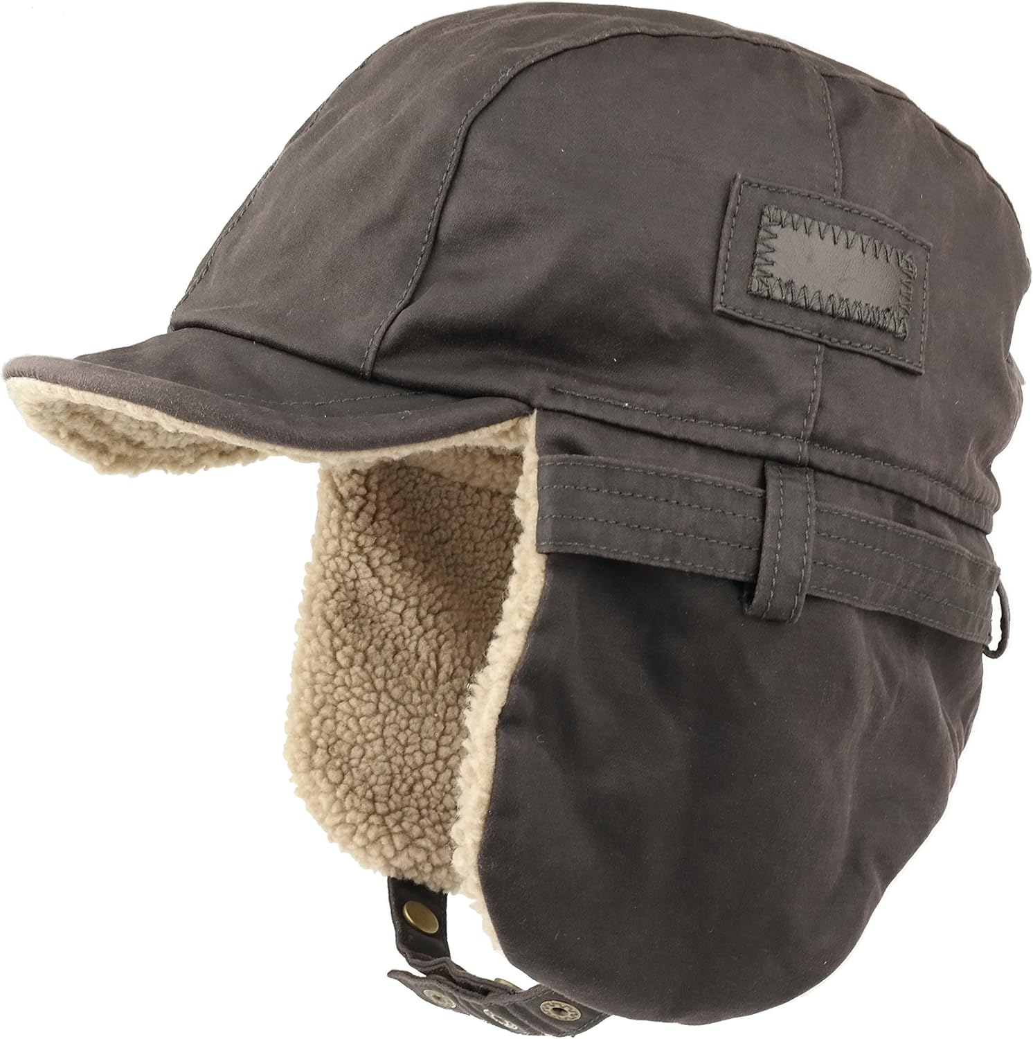 Rugged Distressed Sherpa Lined Aviator Pilot Cap