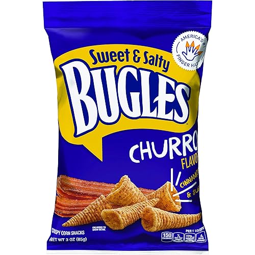 Bugles Aperitivos de maíz, churro dulce y salado, 3 onzas (paquete de 6)