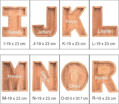 Miniatura 7 de Alcancías con nombre personalizado para niños, alcancía con letra personalizada, banco de dinero del alfabeto de madera, regalos para niños y niñas,