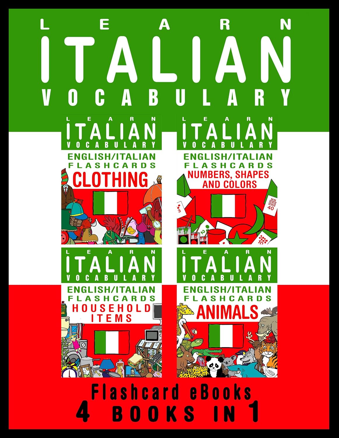 Amazon Learn Italian Vocabulary English/Italian Flashcards 4 in 1