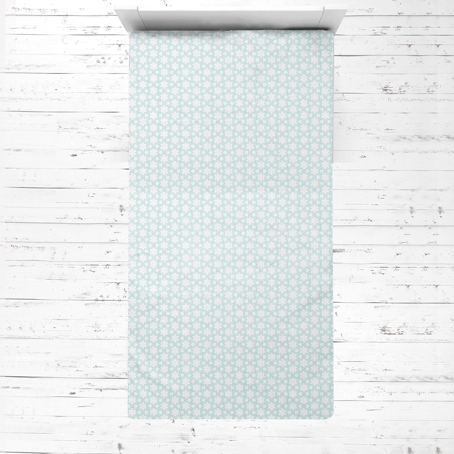 Bacati - 3 Piece Girls Toddler Bed Sheet Set Includes Fitted Sheet, Top Sheet, and Pillow Case 100% Cotton Muslin(Aqua Floral)