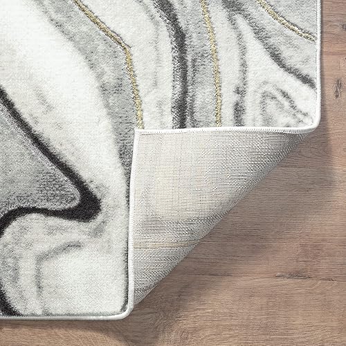 Miniatura 8 de Abani Alfombra abstracta de ágata gris de 4 x 6 pies, contemporánea, no se desprende, moderna alfombra gris para dormitorio