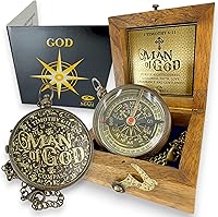 Vista 1 de Handmade Religious Brass Compass Gift with Engraved & Embossed Faith Messages – Inspirational Christian Religious Gift Keepsake for Baptism