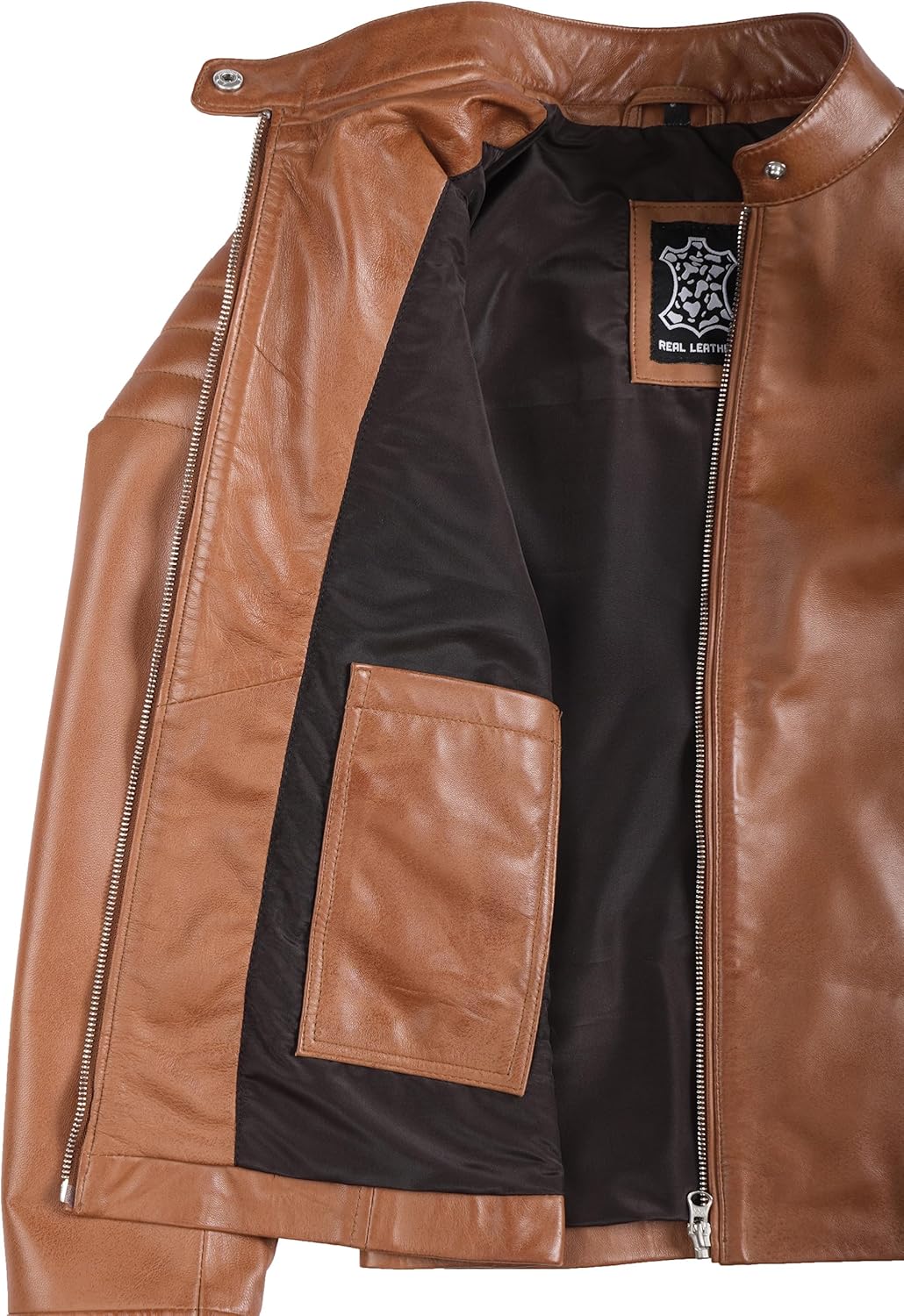 Decrum Womens Leather Jacket - Real Lambskin Cafe Racer Style Leather Jackets for Women - Image 6
