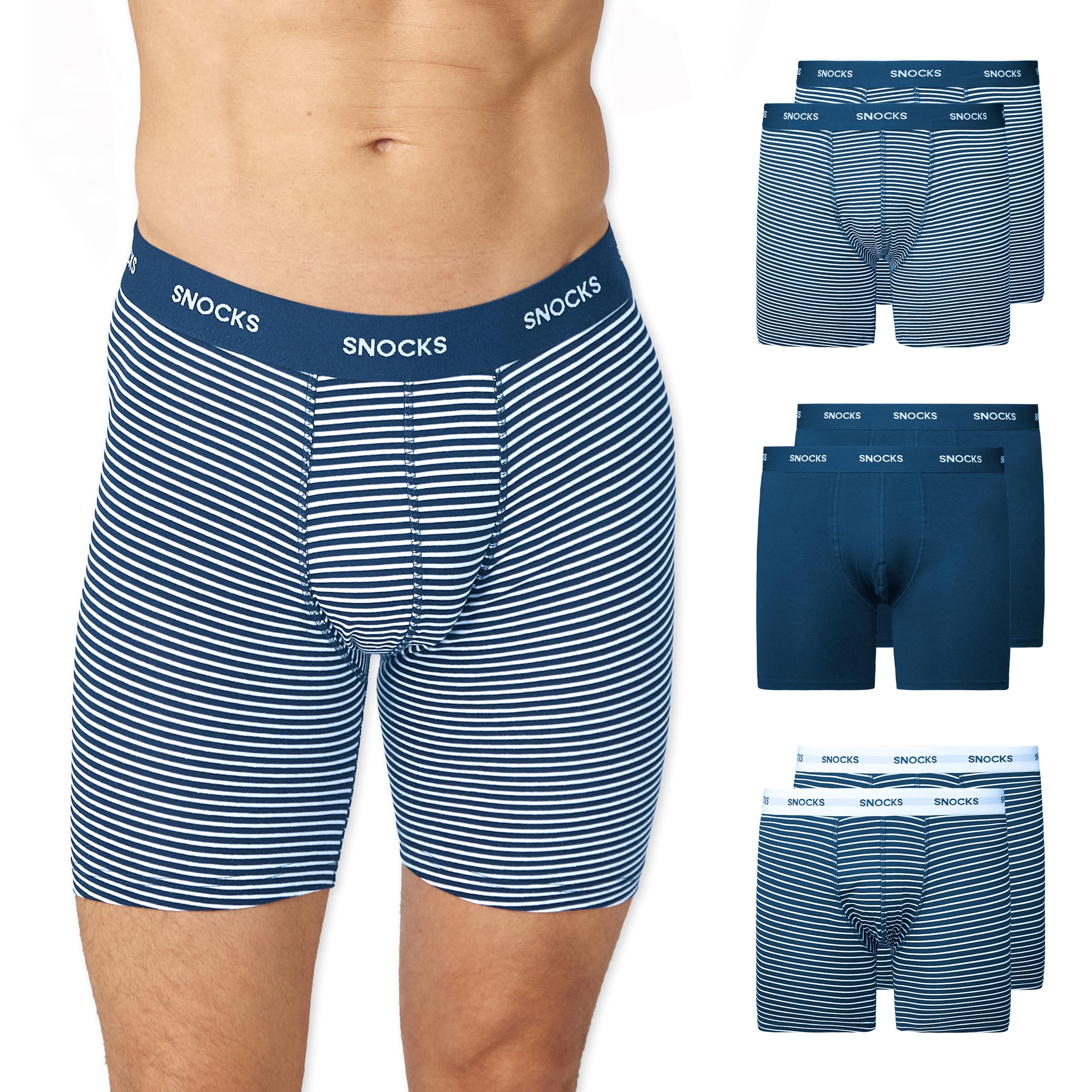 Snocks Lange Boxershorts Herren aus Bio-Baumwolle (6er Pack) - Atmungsaktiv und Ideal für Sport und Alltag - Kein juckendes Etikett und komfortabler Bund - Unterhosen Herren Gr. S-3XL