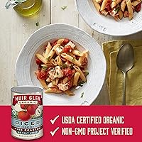 Vista 3 de Muir Glen Tomates enlatados orgánicos tostados al fuego en cubitos, sin sal añadida, 14.5 oz.