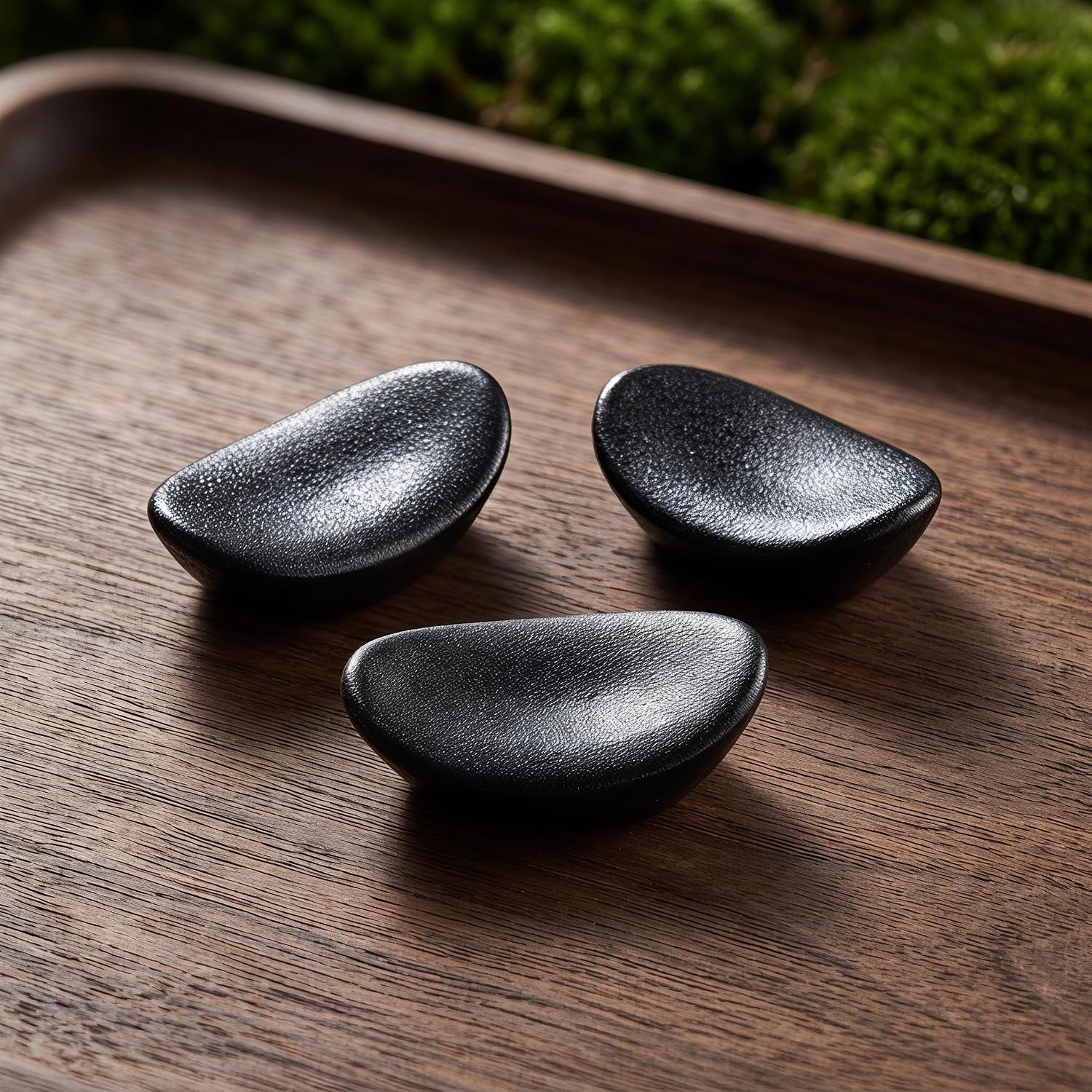 3pcs Black Ceramic Japanese Chopstick Rest for Small Kitchen Tables