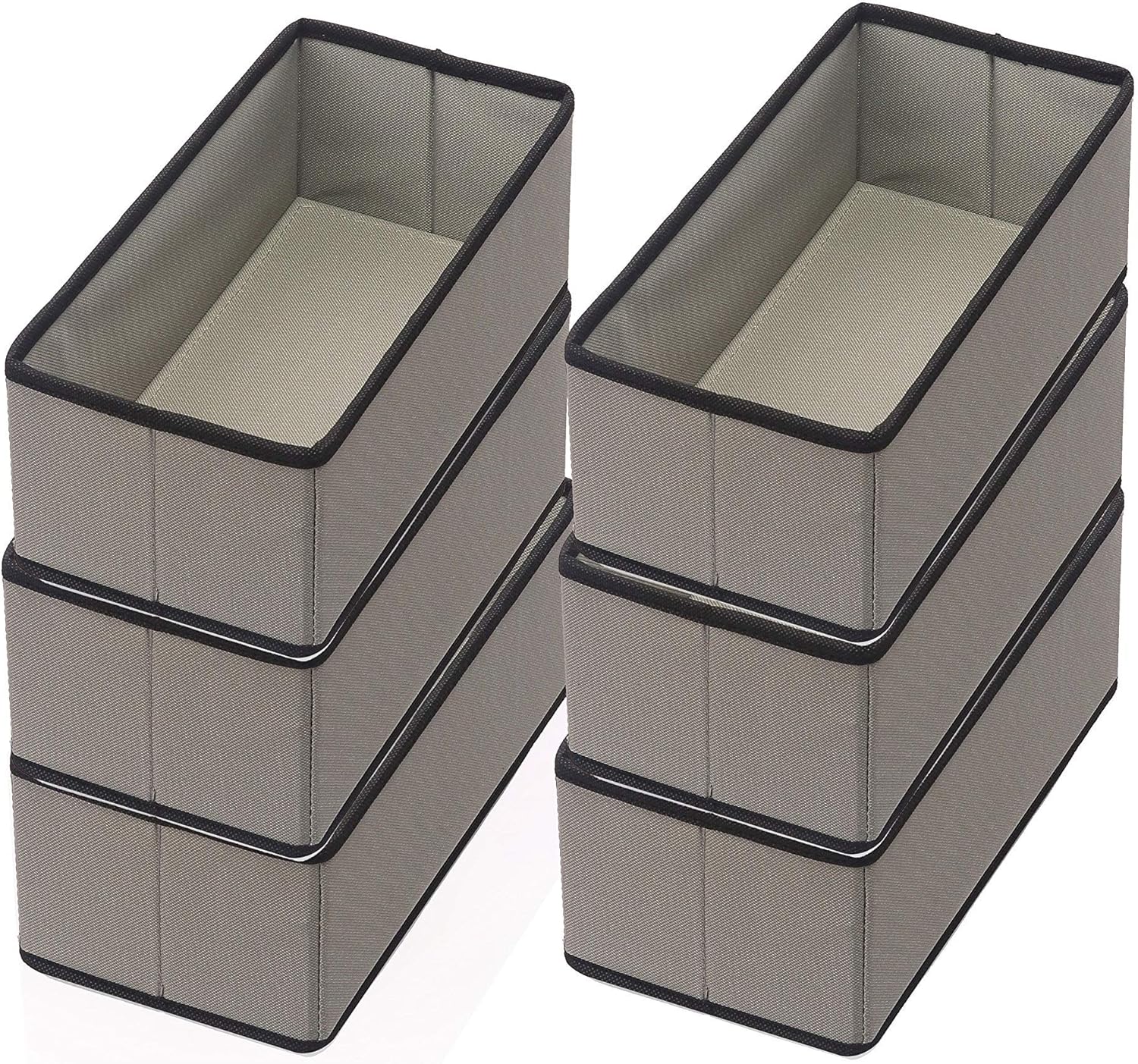 YBM HOME Foldable Cube Storage Bin Basket Container, Great Tote Organizer for Closet, Drawer, Dresser and Home Organization, Gray with Black Trim (1, Medium)