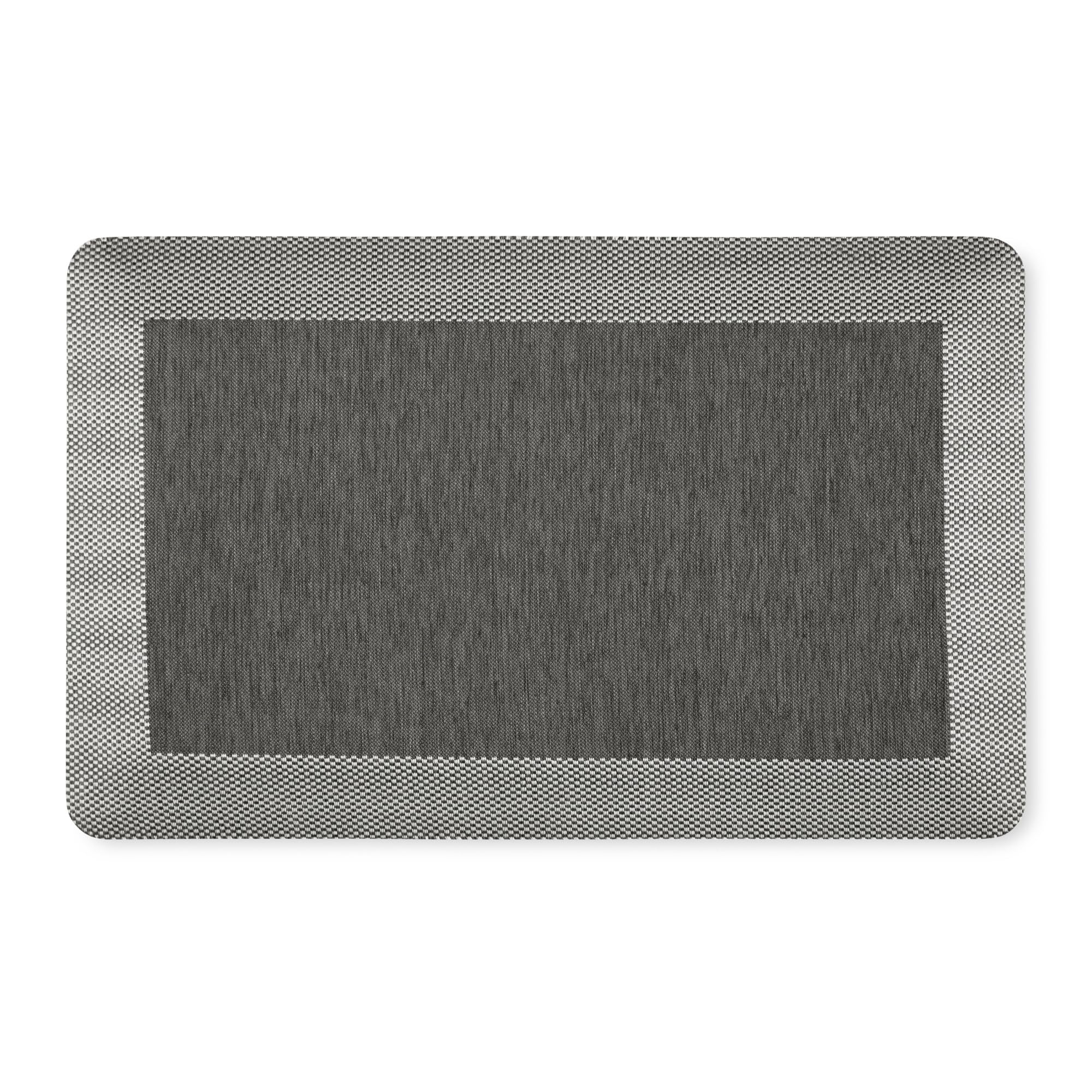 MARTHA STEWART Mira Modern Heathered Solid Anti-Fatigue Air-Infused Kitchen Mat, Black, 19.6