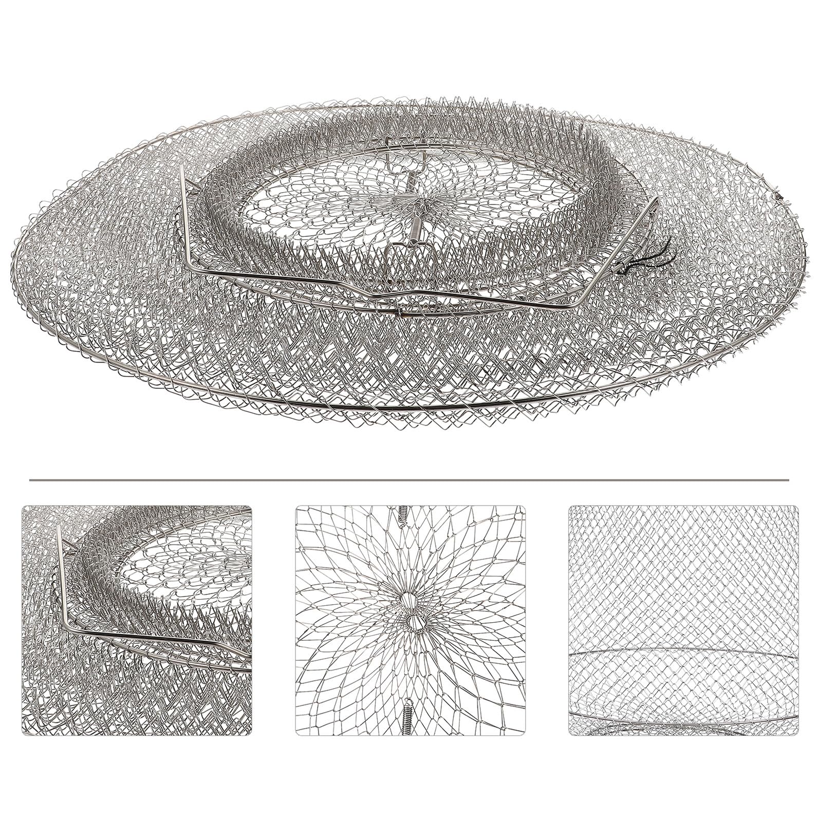 Contenitore per Pesci da Pesca in Acciaio Inox 1 Pz Argento | Pieghevole, per Acqua Salata e Fiume, Portata Robusta, Superficie che Non Graffia, Non Facile da Agganciare