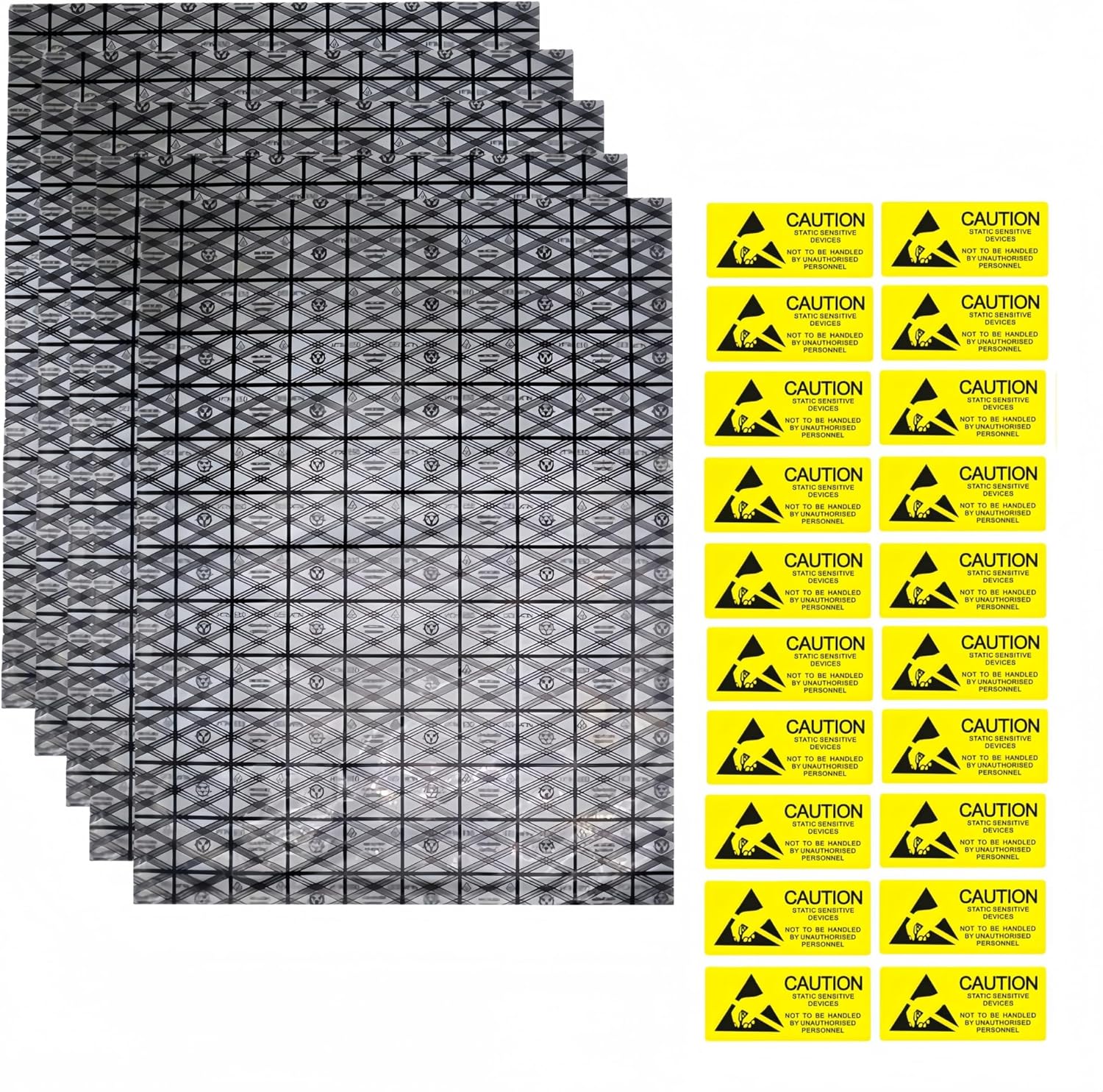 20 Pack Reusable Large Anti Static Bags with Antistatic Sticker 11.8×15.7 inch Open Top ESD Shielding Anti-Static Bag for Electronics Motherboard SSD HDD Hard Drive Long Term Storage