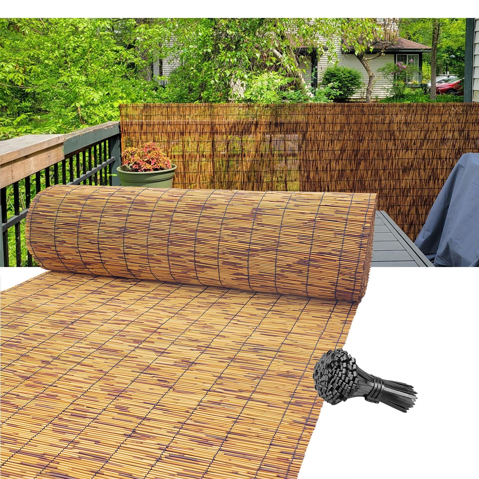 Esterno Giardino Recinzione, Blackout Stuoia in Cannette, Terrazza bambù Recinzione, Larghezza 50-160 Cm, Privacy Bamboo Stuoia per Giardino Balcone Recinzioni E Decorazioni(140 * 500cm)
