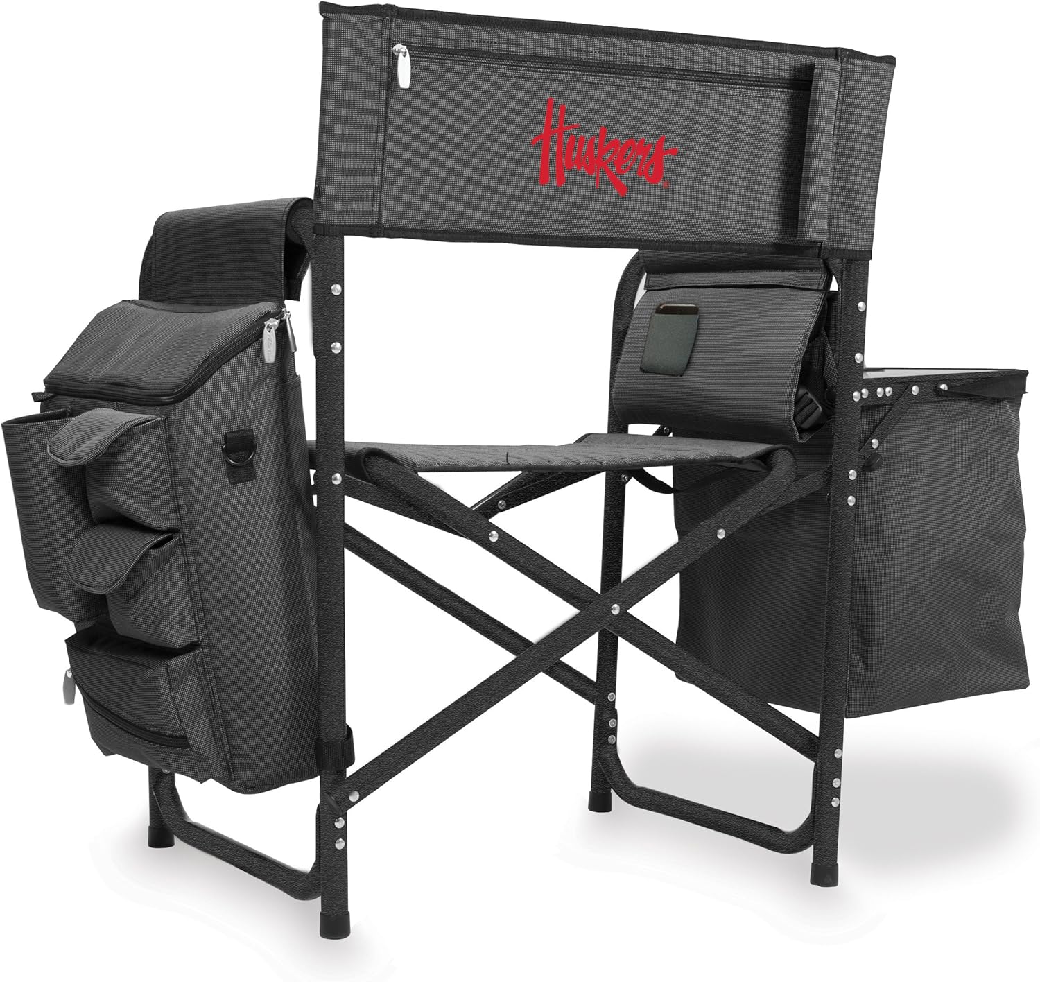 PICNIC TIME NCAA Nebraska Cornhuskers Fusion Camping Chair with Side Table and Soft Cooler - Beach Chair for Adults - Lawn Chair