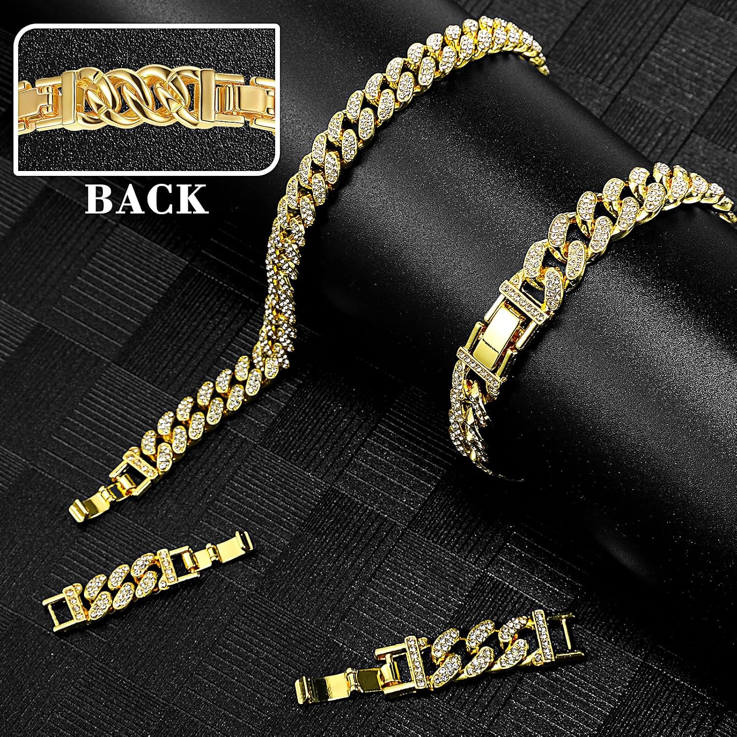 Batiyeer Women's Ankle Bracelets Cuban Link Chain Anklets Adjustable Chunky Anklets with Detachable Extender Rhinestone Bling Jewelry Gifts