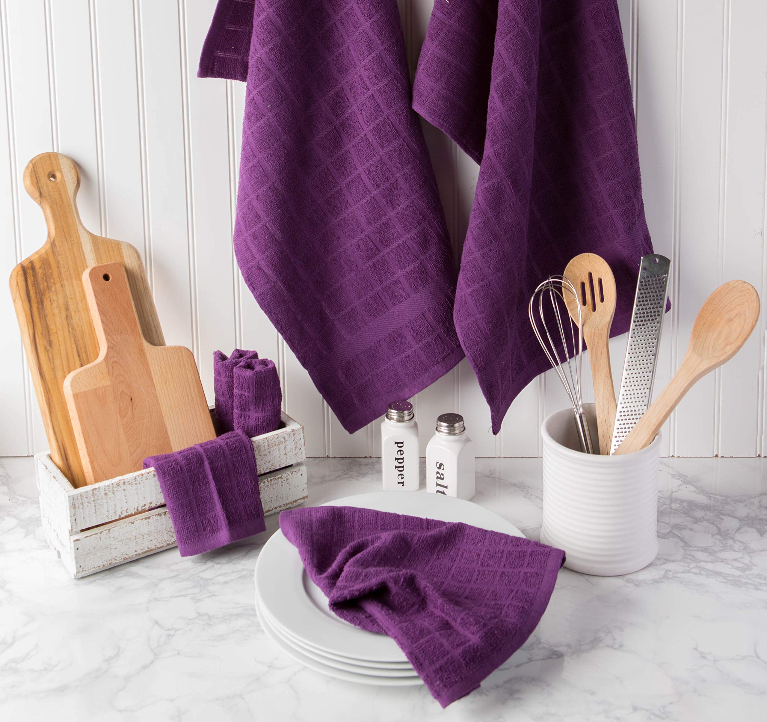 DII Set 6 Strofinacci Cucina In Cotone Riciclato – Colore Marrone Pelle, 30,5x30,5 Cm, Assorbenti