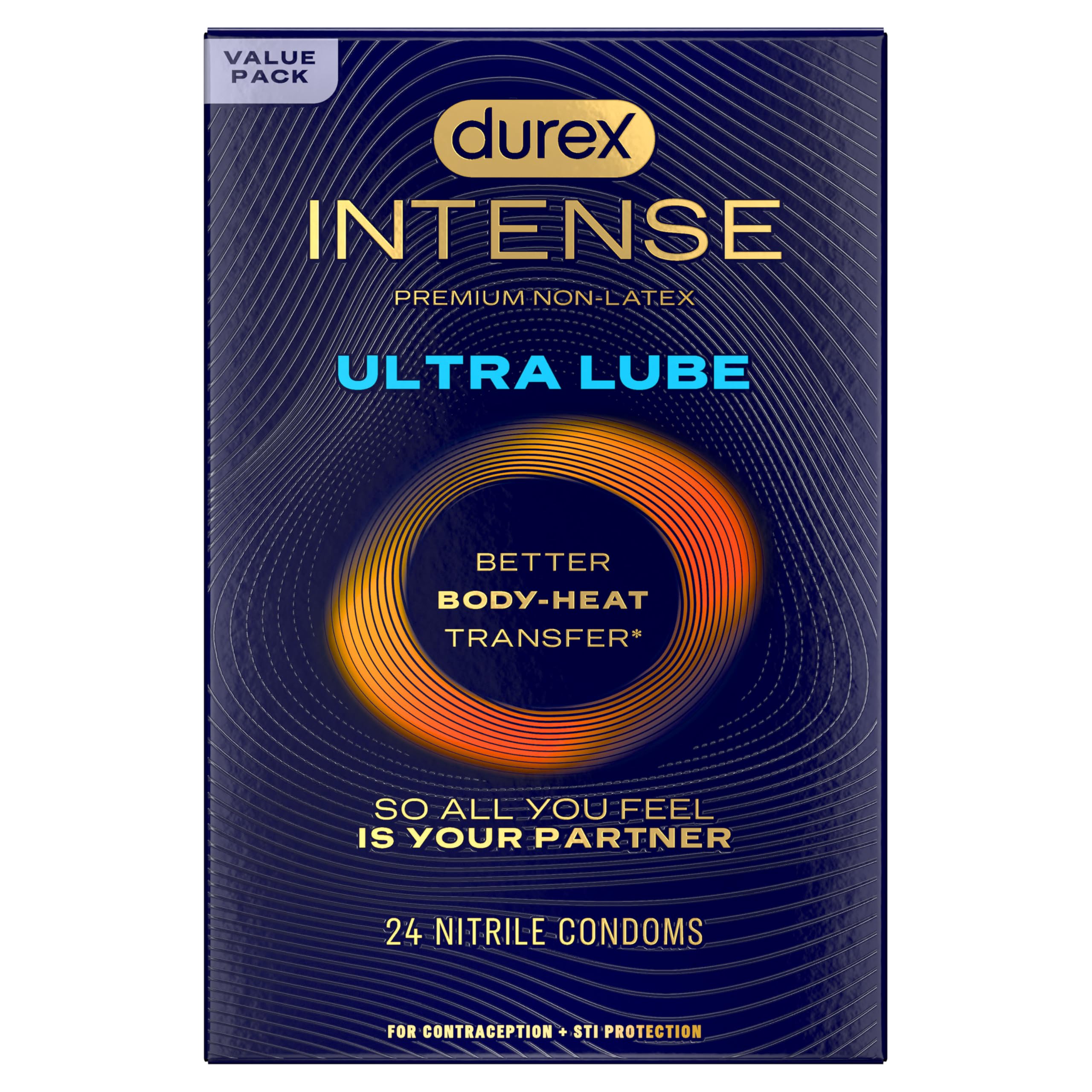 Durex Intense Ultra Lube Non Latex Condoms Ultra Thin Condoms Lubricated with Silicone Lube Latex Free Premium Nitrile