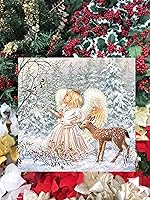 Vista 8 de Servilletas navideñas de 20 quilates de 13 x 13 pulgadas, hermosas servilletas de invierno con diseño de ángel