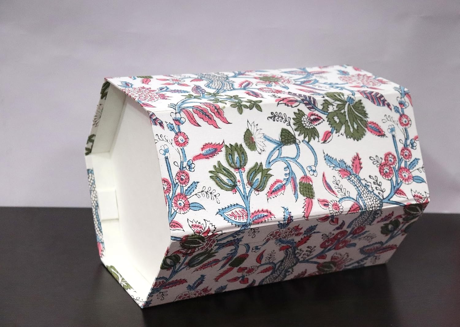 Christmas Decorative Hand Block Printed Waste Basket/Trash Can/Garbage Can/Card Board Trash Can Housewarming Gift (Multicolor)
