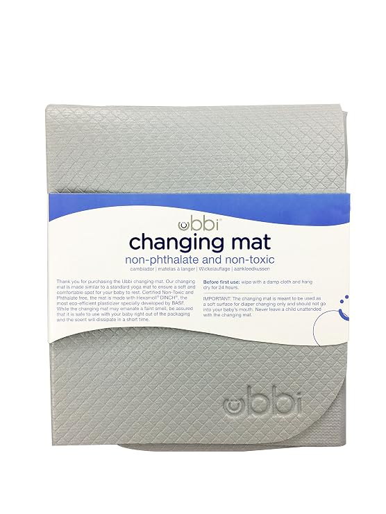 Ubbi On-the-Go Diaper Changing Baby Mat, Gray | Soft & Comfortable Diaper Bag Accessory Must Have for Newborns, Easy to Clean, Portable Folding Pad, Traveling Accessories