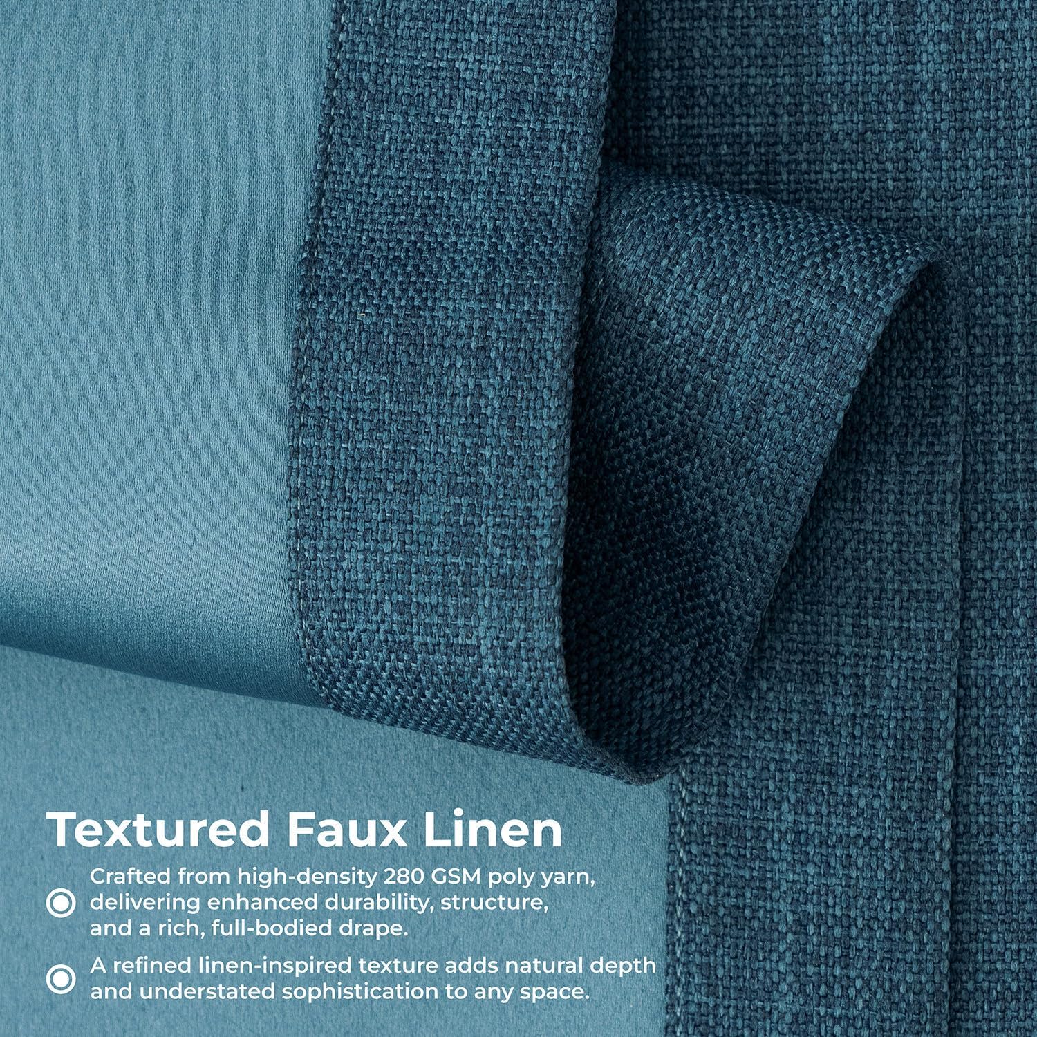 HPD Half Price Drapes - Faux Linen Curtains for Living Room (1 Panel) - 100W X 96L - Extra Wide Textured Room Darkening Curtains for Bedroom 96 Inches Long - Drapes for Home Decor, Story Blue
