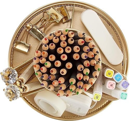 Miniatura 5 de Annova Organizador de escritorio de malla giratorio con 5 compartimentos. Soporte redondo giratorio para caramelosbolígrafos, accesorios de