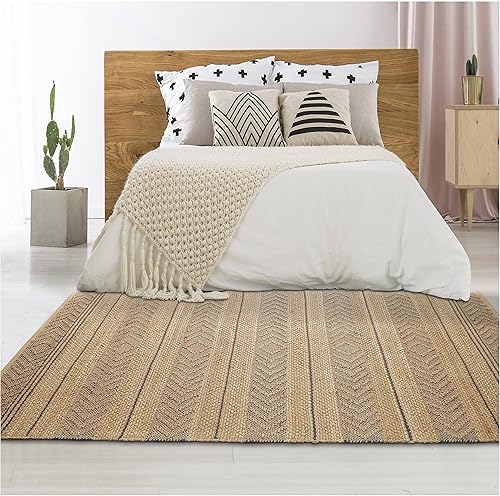 LR Home Alfombra de área de fibra natural geométrica gris tejida a mano, 7 pies 9 pulgadas x 9 pies 9 pulgadas