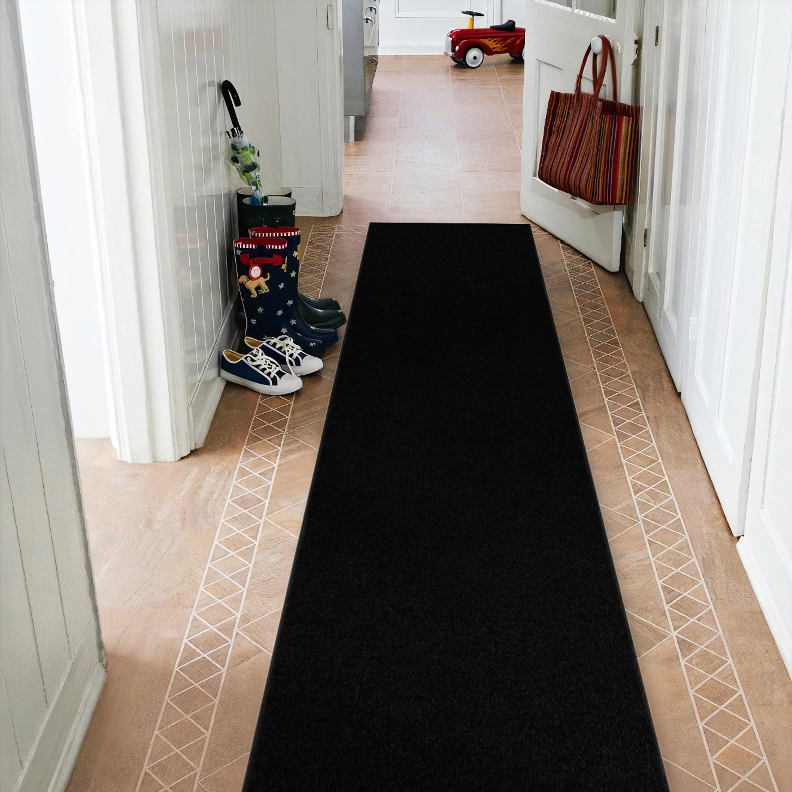 Alfombra de pasillo moderna para cocina moderna y salón negro rugsx