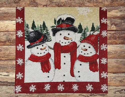 Miniatura 4 de Camino de mesa, con trío de muñecos de nieve, copos de nieve brillantes, muñeco de nieve, árboles y tapiz con purpurina de 36 pulgadas para