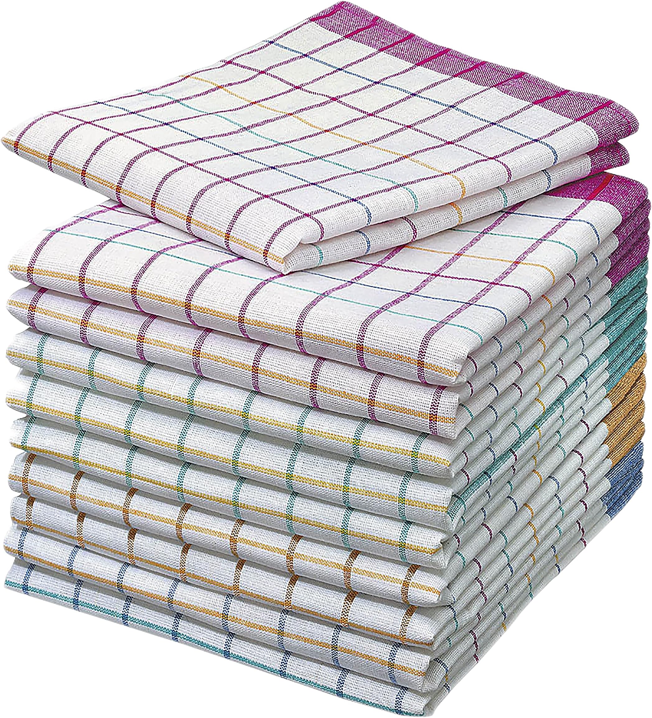 10er Set DESERMO Grubentücher – 50x90 Cm, 100% Baumwolle, Saugstark, Beidseitiger Hänger, Blau/weiß Kariert