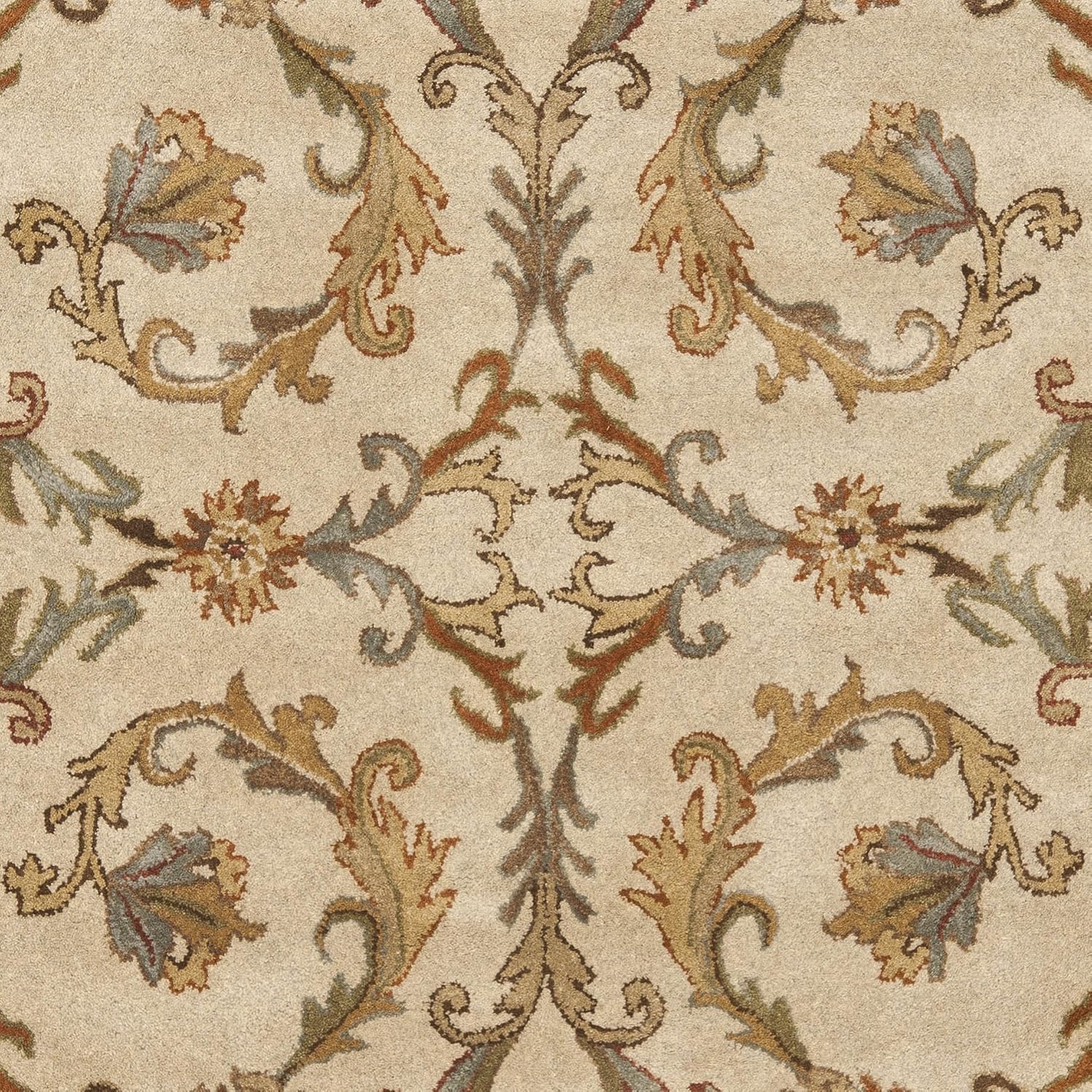 SAFAVIEH Heritage Collection Area Rug - 6' Square, Beige & Gold, Handmade Traditional Oriental Wool, Ideal for High Traffic Areas in Living Room, Bedroom (HG967A)