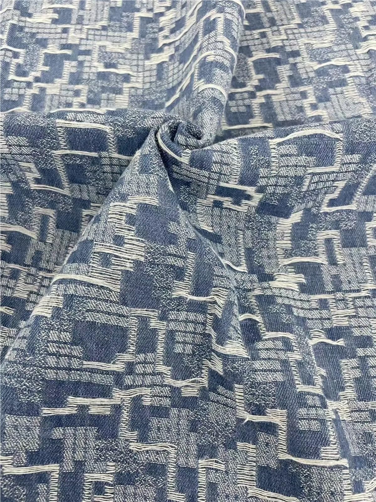 Tela Vaquera De AlgodóN Tela vaquera, Jacquard grueso corrugado geométrico, lavado for coser vestidos, bolsos, pantalones, sombreros, bricolaje Tela De Costura(AA007-2)