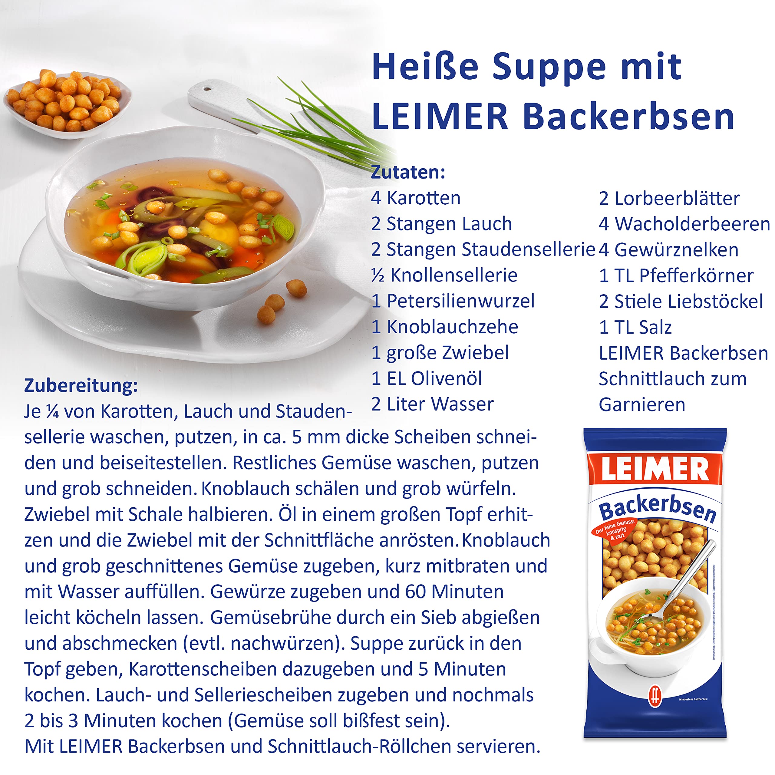 LEIMER Backerbsen 1 kg - Traditionell bayerische Suppeneinlage (4 x 1kg)