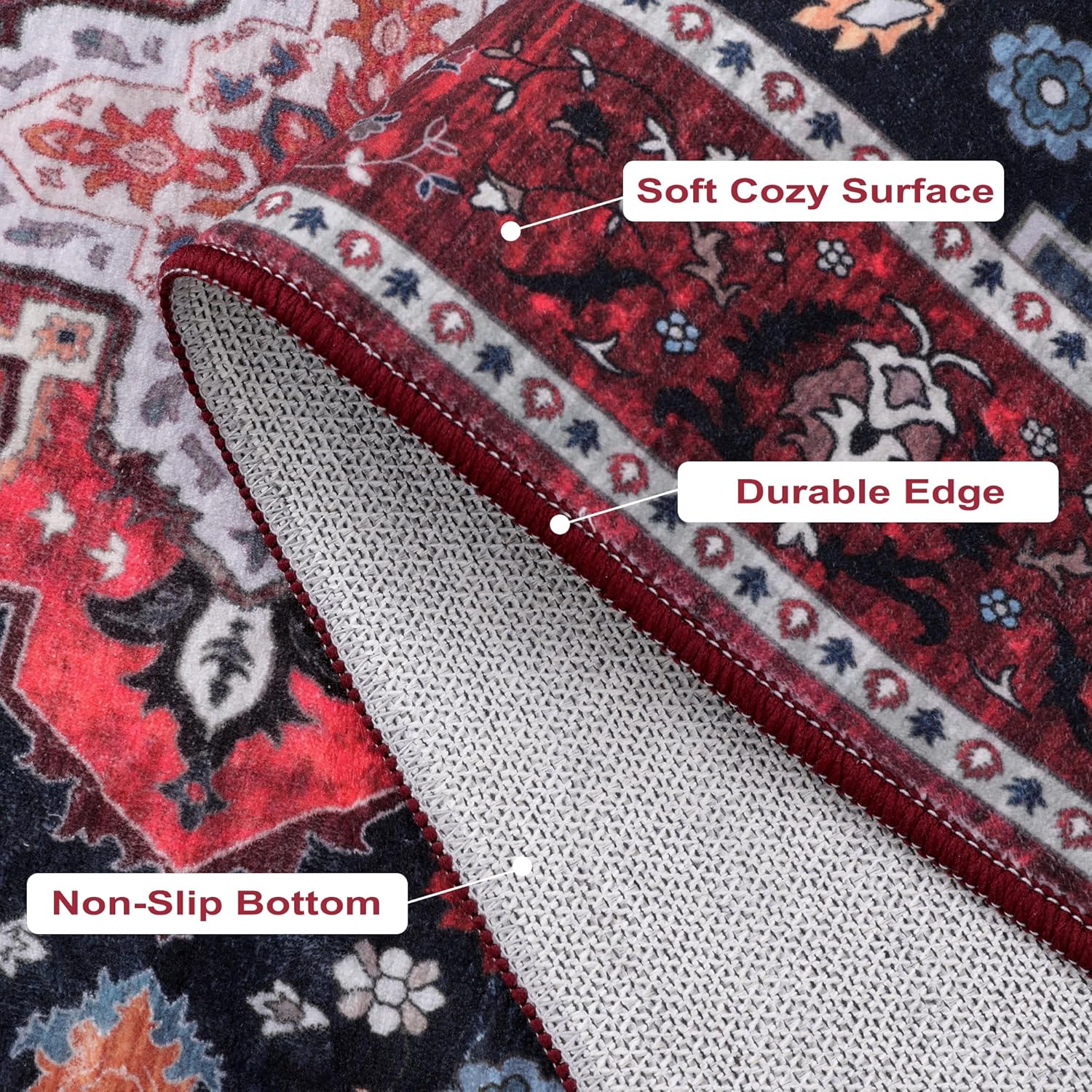 Ciicool Washable Runners Area Rug for Hallways, Ultra Soft 2'6 "x8' ft Boho Print Non-Slip Vintage Oriental Medallion Long Carpet for Kitchen Bedroom Laundry Bathroom - Image 3