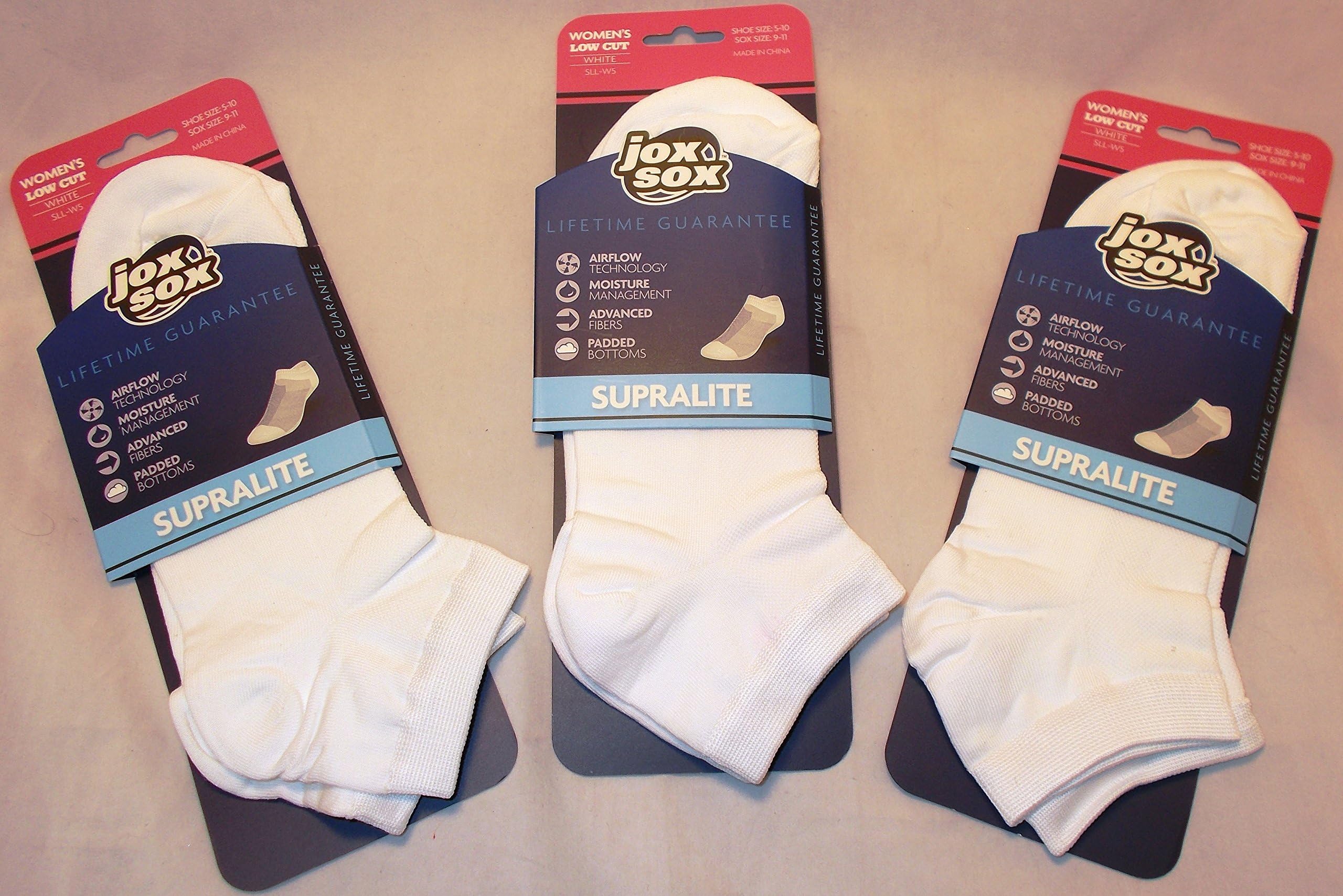 Jox Sox Womens Supra Lite Low Cut White Socks 3 pack