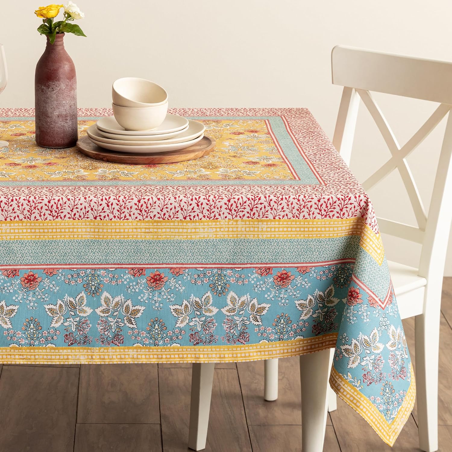 Maison d' Hermine Table Cloth Rectangle Table 100% Cotton 60 x 90 Inches Tablecloth Reusable Decorative for Dining Kitchen Room Farmhouse Home Gifts for Mothers Day Spring Summer - Marquise, view 8