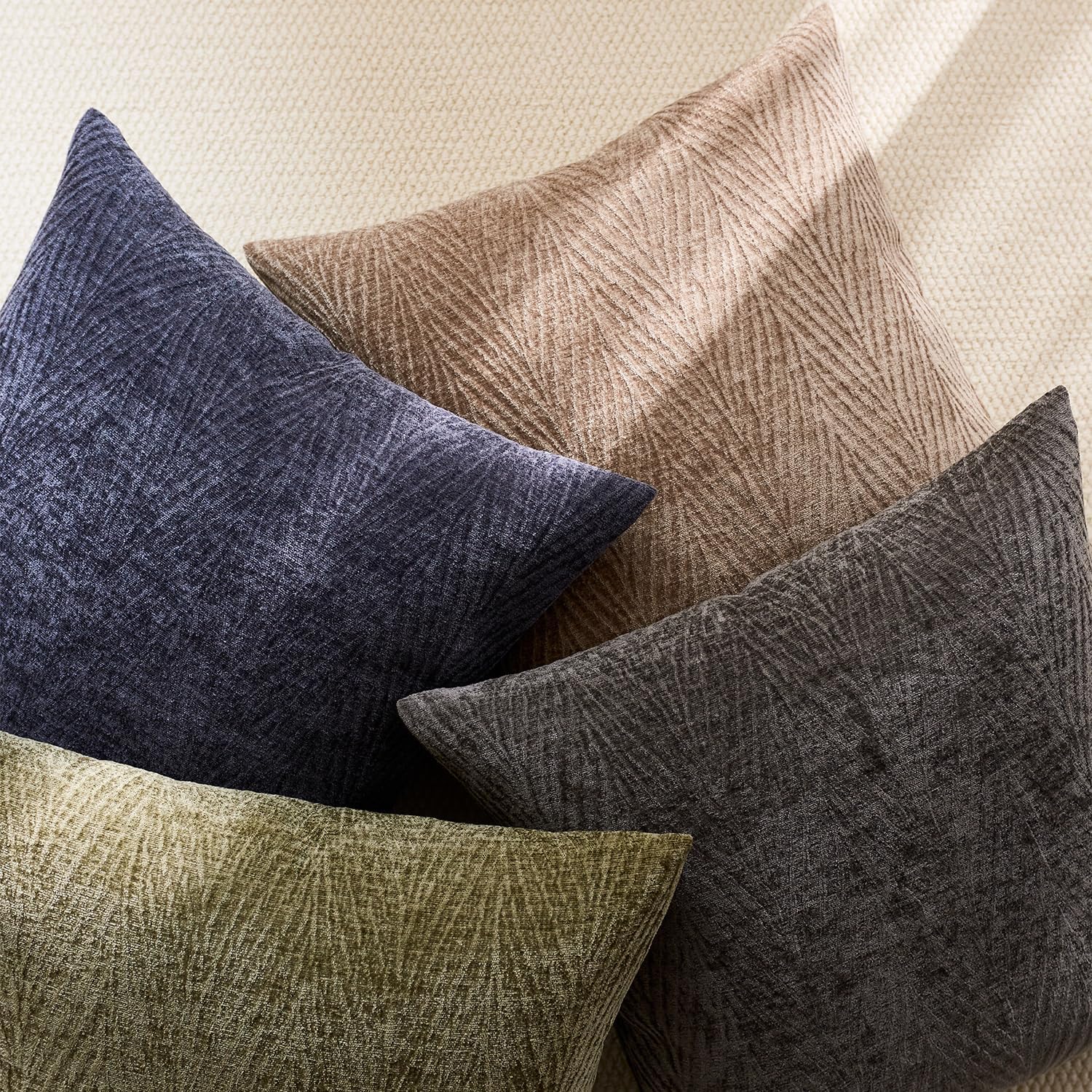 Spring Pillow Covers 20x20 Inch Set of 2, Soft Decorative Throw Pillow Covers with Leaves Texture, Hidden Zipper for Home Sofa Bed Couch (Green, 20" x 20" (Pack of 2))