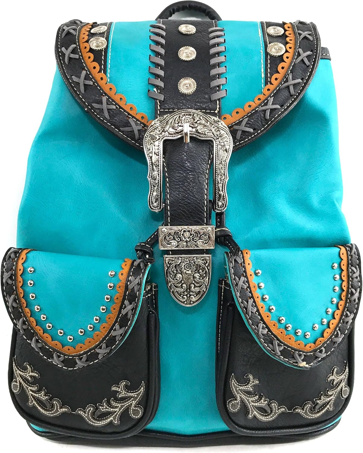 Justin West Trendy Western Rhinestone Leather Conceal Carry Top Handle Backpack Purse