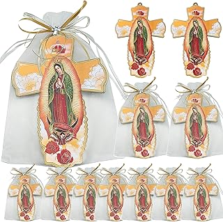 WE 12 PCS Our Lady of Guadalupe Wall Cross in Decorated Organza bag/ Baptism favor/ Christening Favor/ First Communion Favor