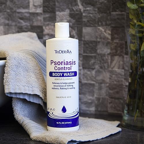 Vista 7 de TriDerma Gel de baño para control de la psoriasis, limpiador suave de ácido salicílico al 2%, gel de aloe vera AP4, tratamiento de psoriasis alivia